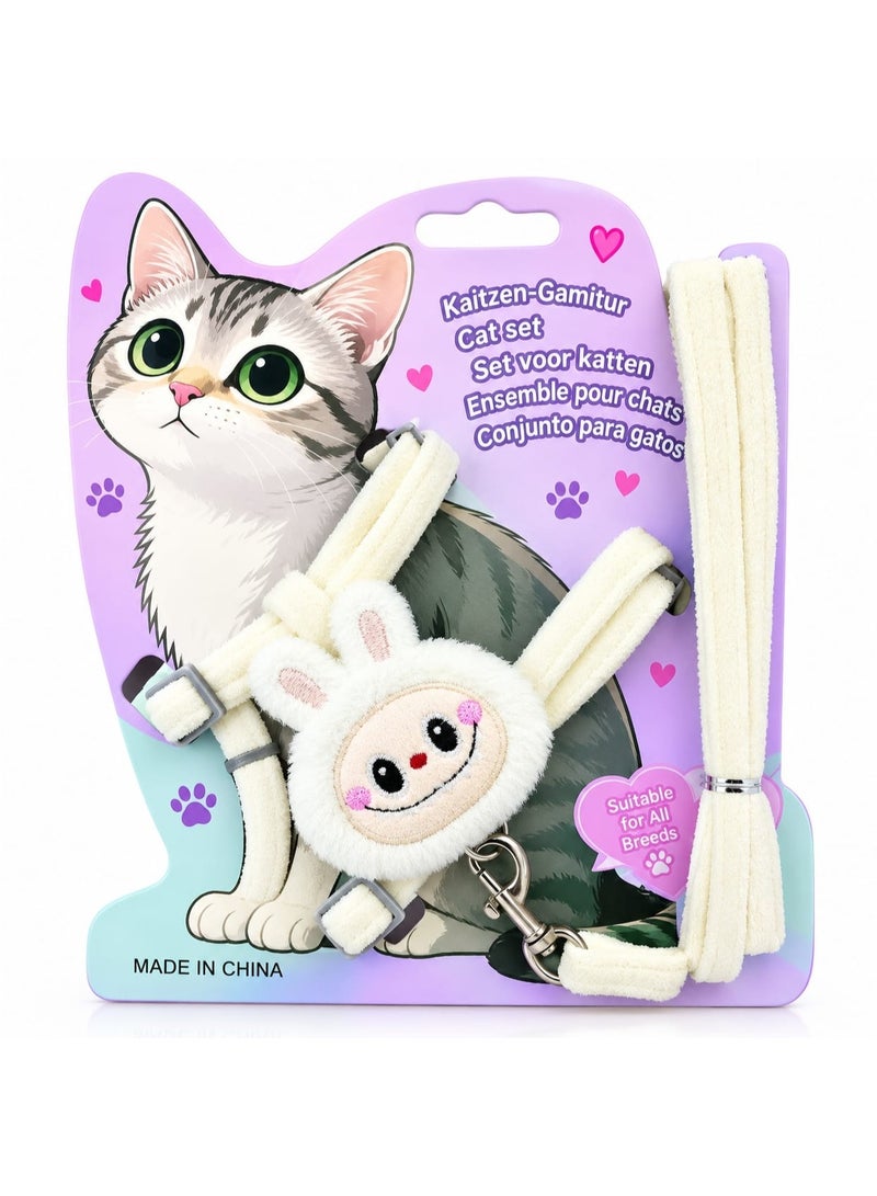 Soft Cat Harness and Leash Set with Bobo Face Design – Adjustable Chest Harness with Matching Leash