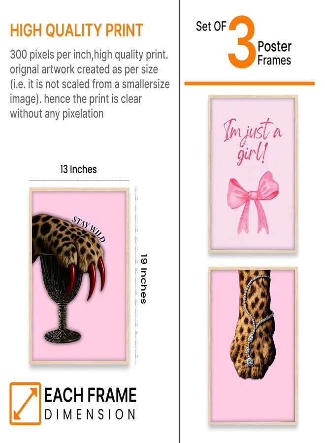 ARTELLY Girls Baddies Aesthetic Wall Frames for Bedroom | Trendy Girl Power Wall Art Posters | Modern Fashion Illustration Framed Paintings Decor for Teen Girls Room (Set of 3) (Art 2, 13x19 inch) - Image 2