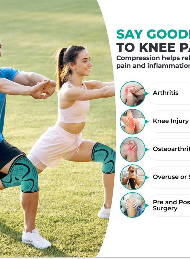 Modvel 2 Pack Knee Brace for Women & Men - Workout Knees Compression Sleeve for Knee Pain Relief Joint Support for ACL, Arthritis, Meniscus Tear Knees Brace for Sports, Rodilleras para Gym Fitness - Image 3