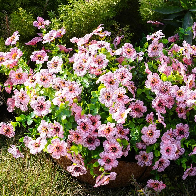 trytuny Artificial Flowers for Outdoor, UV Resistant Fake Silk Flowers, Realistic Faux Plants for Outside Indoor Porch Patio Window Box Planter Home Decor (20, Pink) - Image 4