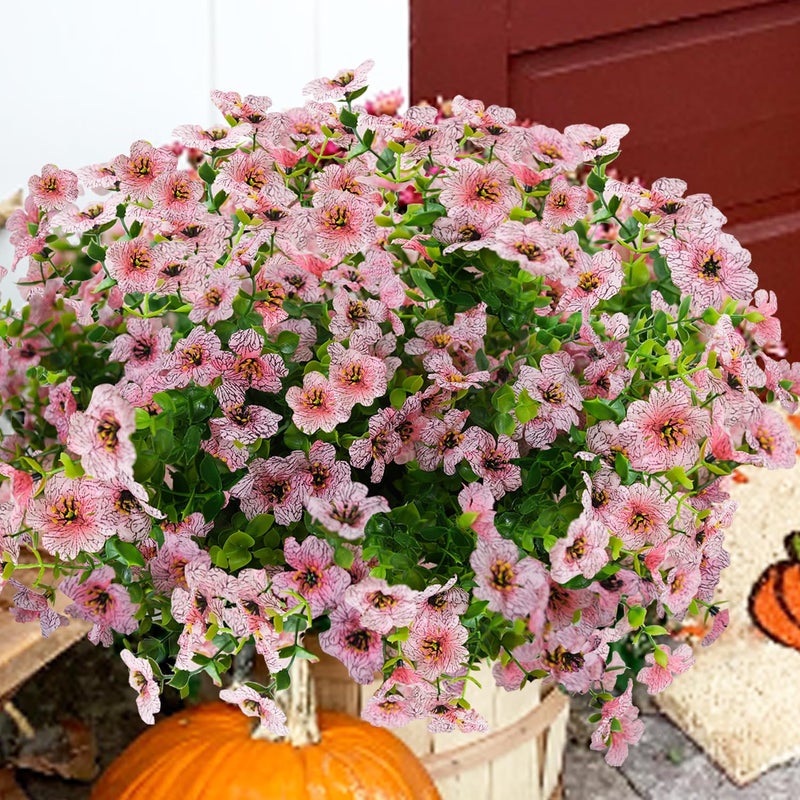 trytuny Artificial Flowers for Outdoor, UV Resistant Fake Silk Flowers, Realistic Faux Plants for Outside Indoor Porch Patio Window Box Planter Home Decor (20, Pink) - Image 1