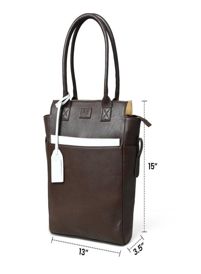 MaheTri Chestnut Charm Brown Leather Tote Bag for Women | Genuine Leather, Spacious Everyday & Office Handbag | Comfortable Handles & Multi-Pocket Organisation | Casual & Formal - Image 4