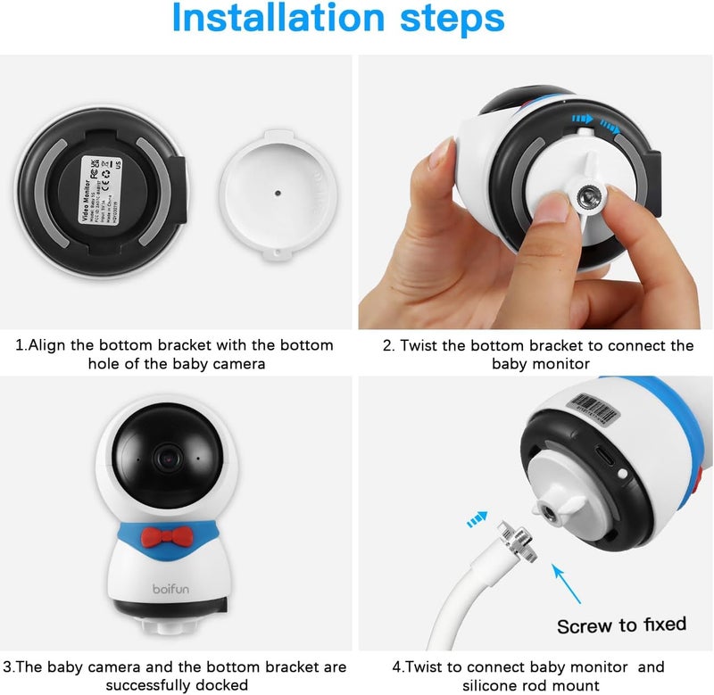 HOLACA Baby Monitor Mount Flexible Twist Stand for Baby 5sBaby 6T Baby 2S VB805 with Other 14Threaded HoleClip Mount - Image 3