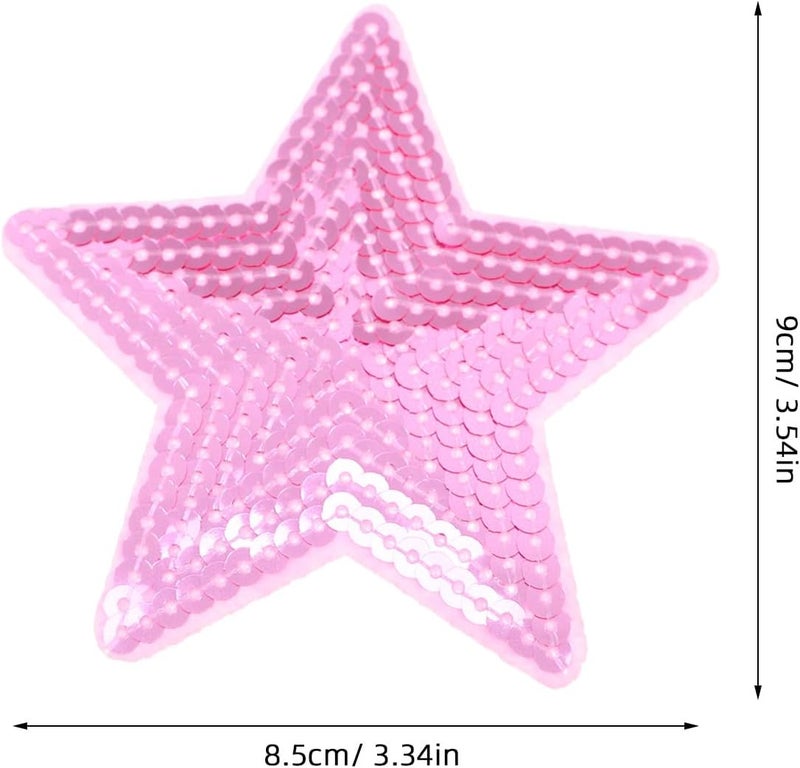 FAVOMOTO 10pc Pink Star Shape Clothes Patches Iron On, Sequin Embroidered Sewing Appliques for DIY Clothing Costumes, Craft Decoration Accessories - Image 2