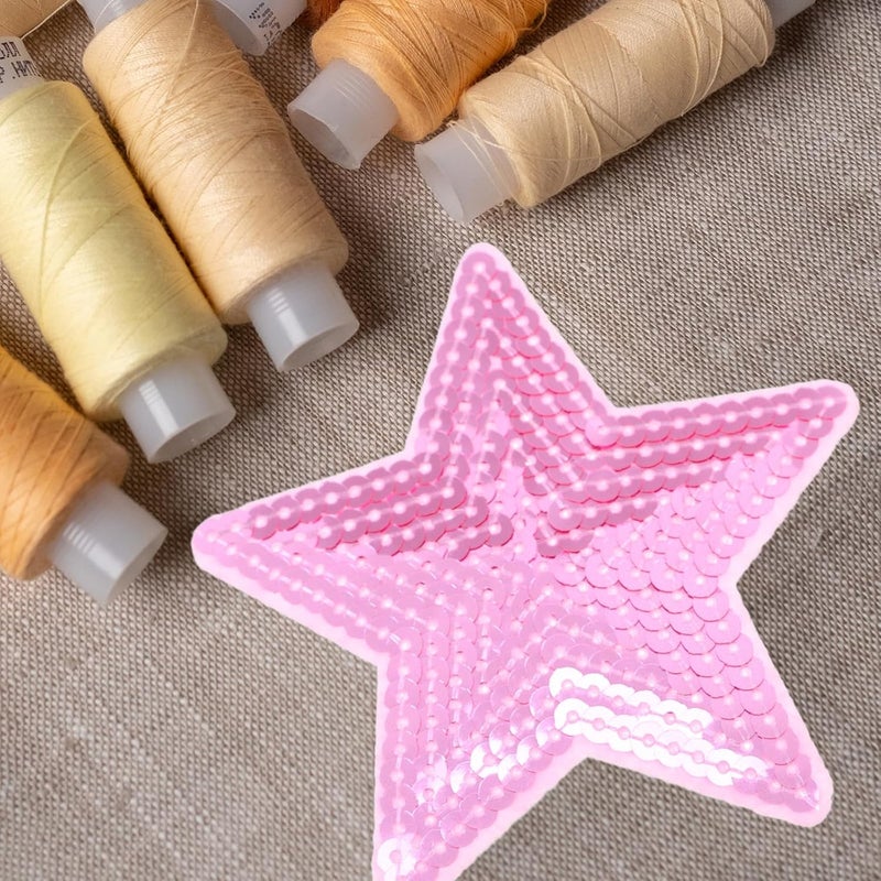 FAVOMOTO 10pc Pink Star Shape Clothes Patches Iron On, Sequin Embroidered Sewing Appliques for DIY Clothing Costumes, Craft Decoration Accessories - Image 5