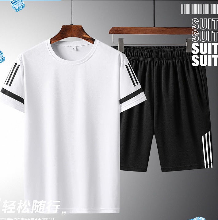 Summer Sports Suit Men'S And Women'S Running Fitness Couple'S Three Bars Quick-Drying Activity Advertising Work Clothes Printable Logo - Image 2