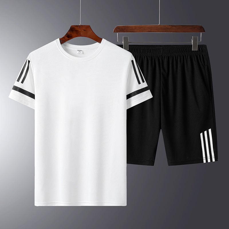 Summer Sports Suit Men'S And Women'S Running Fitness Couple'S Three Bars Quick-Drying Activity Advertising Work Clothes Printable Logo - Image 1