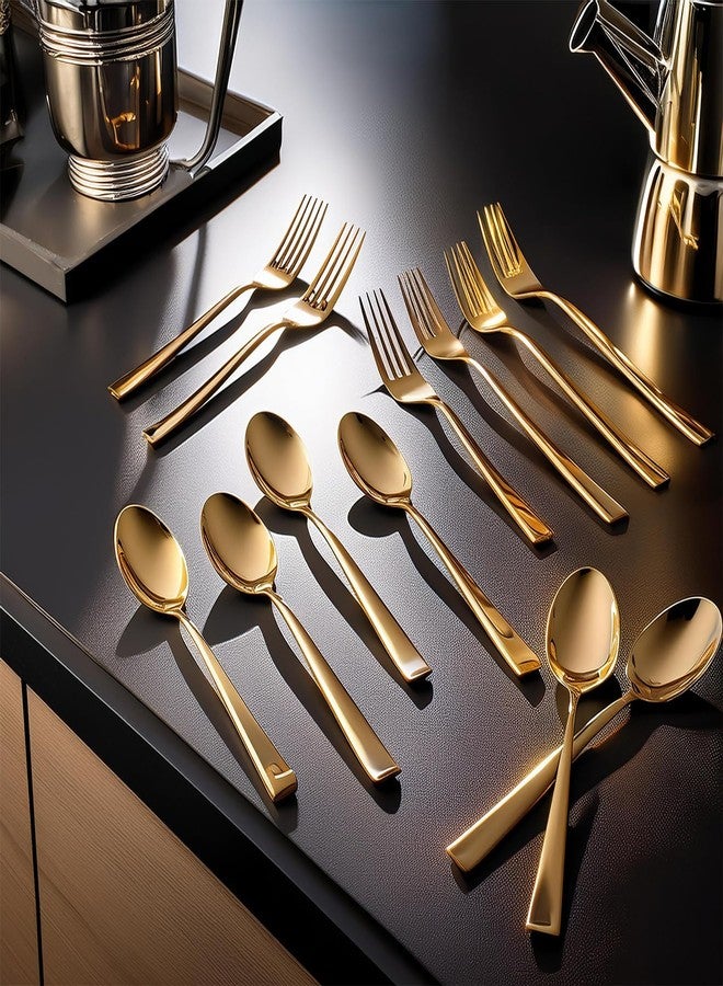 Frenchware Cutlery (Set of 12, Stainless Steel PVD Gold Spoons - 6 and Forks - 6), 100% Food Grade, Non Toxic, Anti-Rust, Dishwasher Safe, Perfect Gifting Set for All Occasions - Image 1