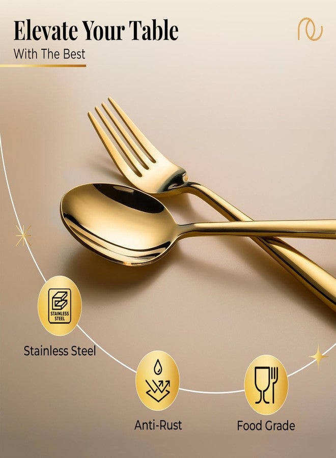Frenchware Cutlery (Set of 12, Stainless Steel PVD Gold Spoons - 6 and Forks - 6), 100% Food Grade, Non Toxic, Anti-Rust, Dishwasher Safe, Perfect Gifting Set for All Occasions - Image 3