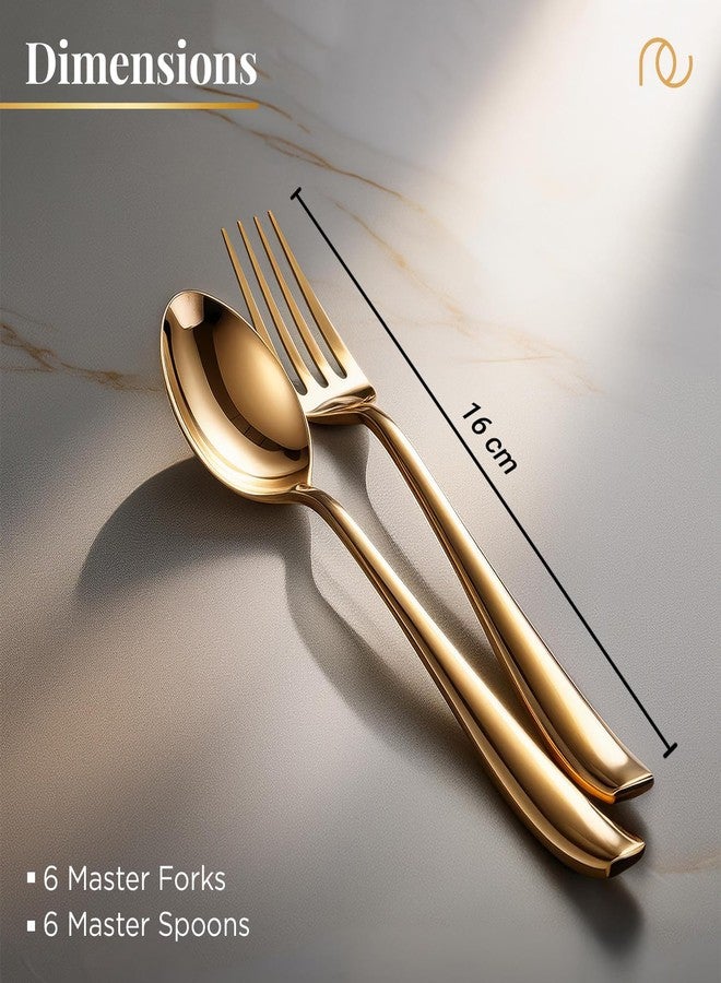 Frenchware Cutlery (Set of 12, Stainless Steel PVD Gold Spoons - 6 and Forks - 6), 100% Food Grade, Non Toxic, Anti-Rust, Dishwasher Safe, Perfect Gifting Set for All Occasions - Image 5