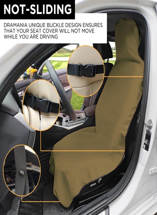 DREAMANIA Waterproof Seat Cover Towel, Premium Sweat Carseat Protector, Perfect for Universal Anti-Slip Car Truck SUV Seat, Great for Surfing Yoga Gym Workout, Brown - Image 3