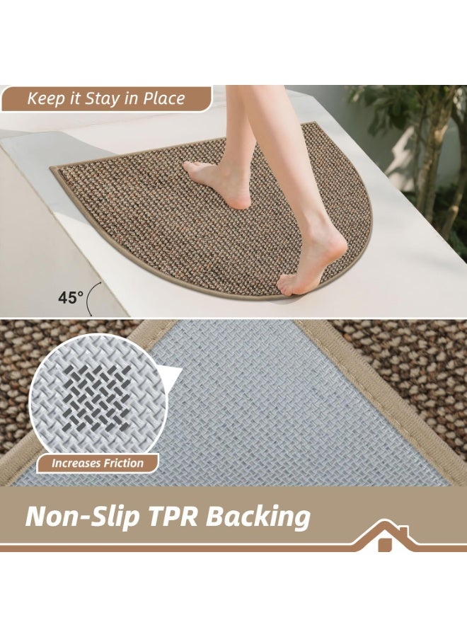 Bukela Dirt Trapper Door Mat 17" x 30" Half Circle Non Slip Washable Doormats Entrance Rugs Absorbent Welcome Low Profile Floor Mats for Front Back Door and Entryway, Taupe - Image 2