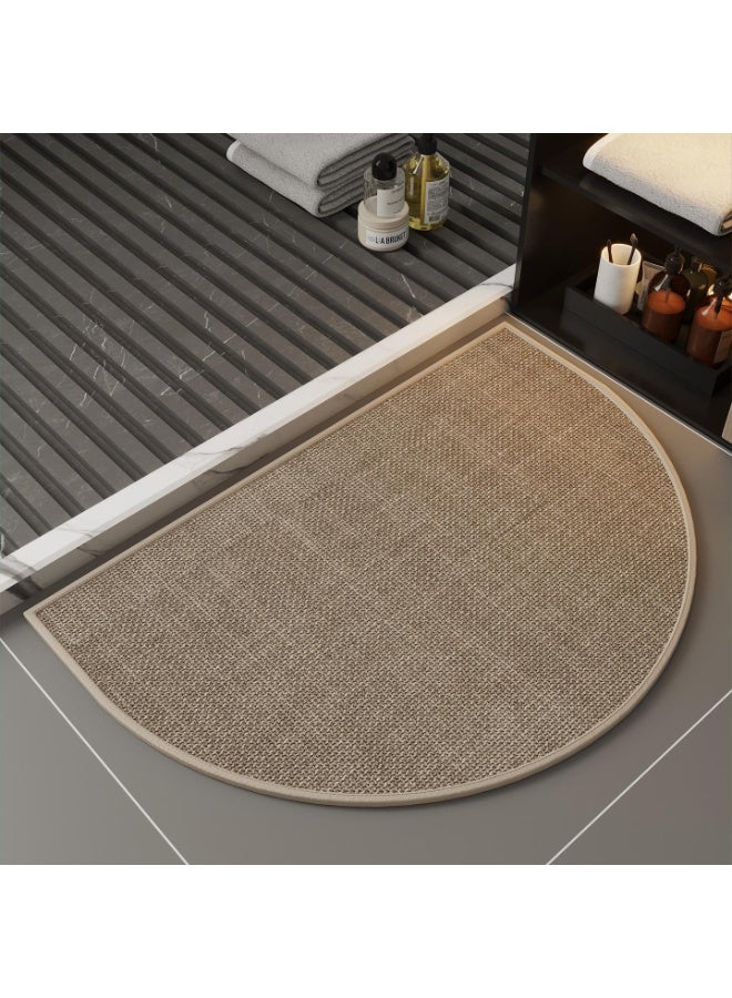 Bukela Dirt Trapper Door Mat 17" x 30" Half Circle Non Slip Washable Doormats Entrance Rugs Absorbent Welcome Low Profile Floor Mats for Front Back Door and Entryway, Taupe - Image 1