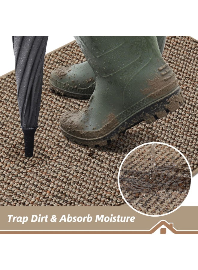 Bukela Dirt Trapper Door Mat 17" x 30" Half Circle Non Slip Washable Doormats Entrance Rugs Absorbent Welcome Low Profile Floor Mats for Front Back Door and Entryway, Taupe - Image 4