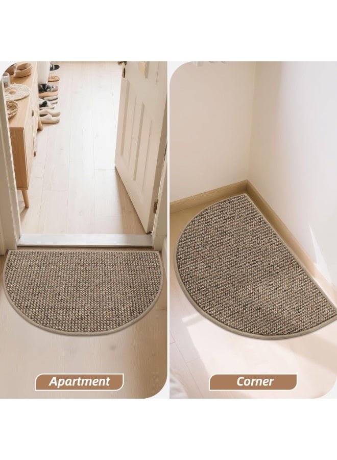 Bukela Dirt Trapper Door Mat 17" x 30" Half Circle Non Slip Washable Doormats Entrance Rugs Absorbent Welcome Low Profile Floor Mats for Front Back Door and Entryway, Taupe - Image 3