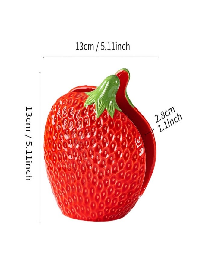 HAN SHENG Strawberry Ceramic Napkin Holder Napkin Dispenser - Farmhouse Kitchen Decor & Cottagecore Home Decor, Ideal Napkin Stand for Dining Table, Countertop Organizer - Image 4