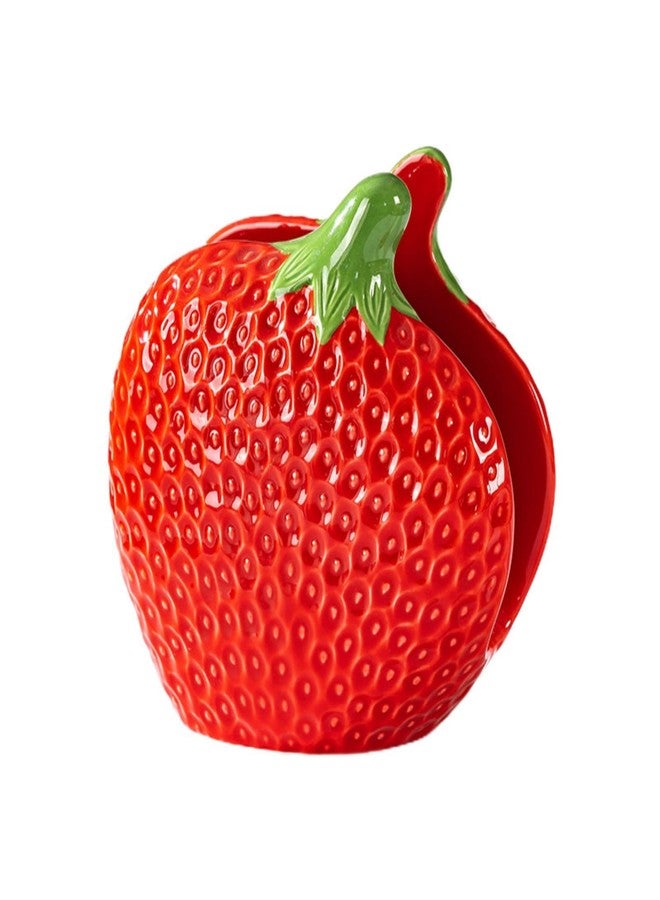 HAN SHENG Strawberry Ceramic Napkin Holder Napkin Dispenser - Farmhouse Kitchen Decor & Cottagecore Home Decor, Ideal Napkin Stand for Dining Table, Countertop Organizer - Image 2