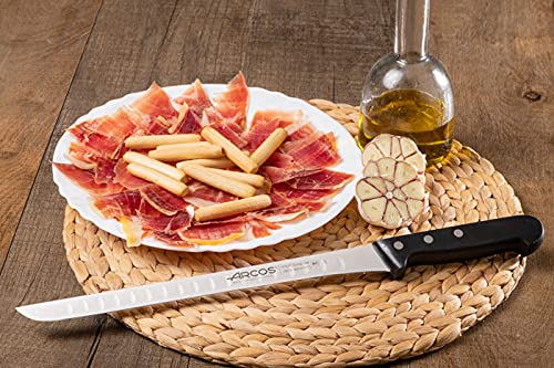 Arcos Slicing Knife/Ham Knife Nitrum Stainless Steel and 240 mm blade. Used for slicing or carving various types of food with precision and ease. Series Universal. Color Black - Image 2