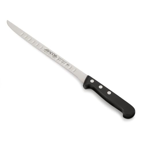 Arcos Slicing Knife/Ham Knife Nitrum Stainless Steel and 240 mm blade. Used for slicing or carving various types of food with precision and ease. Series Universal. Color Black - Image 1