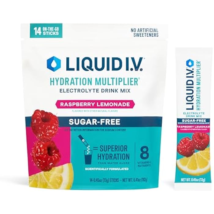 Liquid I.V. سائل I.V.® مضاعف الترطيب خالي من السكر - ليمون توت العليق | مسحوق مشروب الإلكتروليت | 1 عبوة (14 حصة) - Image 1
