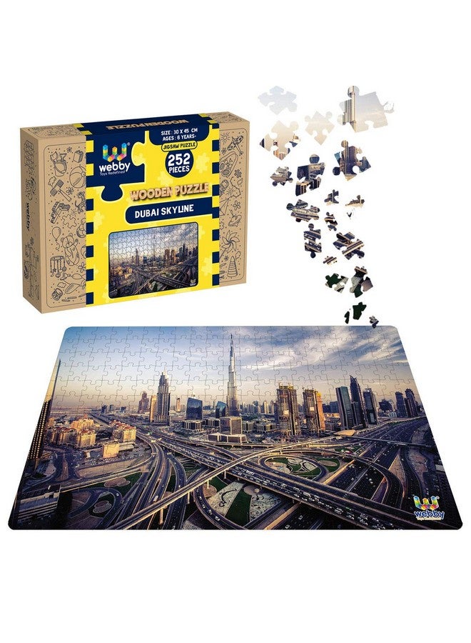 Webby Dubai Skyline Jigsaw Wooden Puzzle for Kid, 252 Pieces - Multicolor - Image 1