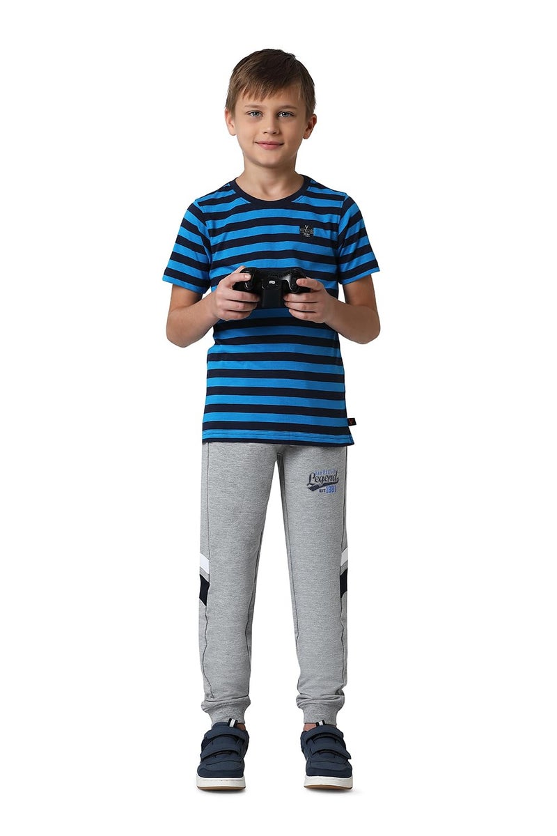 Van Heusen Boys T-Shirt - 100% Cotton - Smart Tech, Easy Stain Release, Anti Stat, Ultra Soft, Moisture Wicking_62005_Navy & Aster Blue_9-10 Years - Image 1