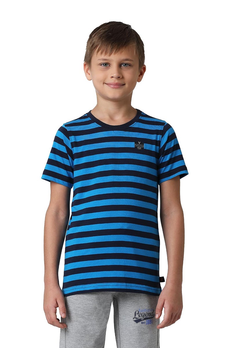 Van Heusen Boys T-Shirt - 100% Cotton - Smart Tech, Easy Stain Release, Anti Stat, Ultra Soft, Moisture Wicking_62005_Navy & Aster Blue_9-10 Years - Image 2