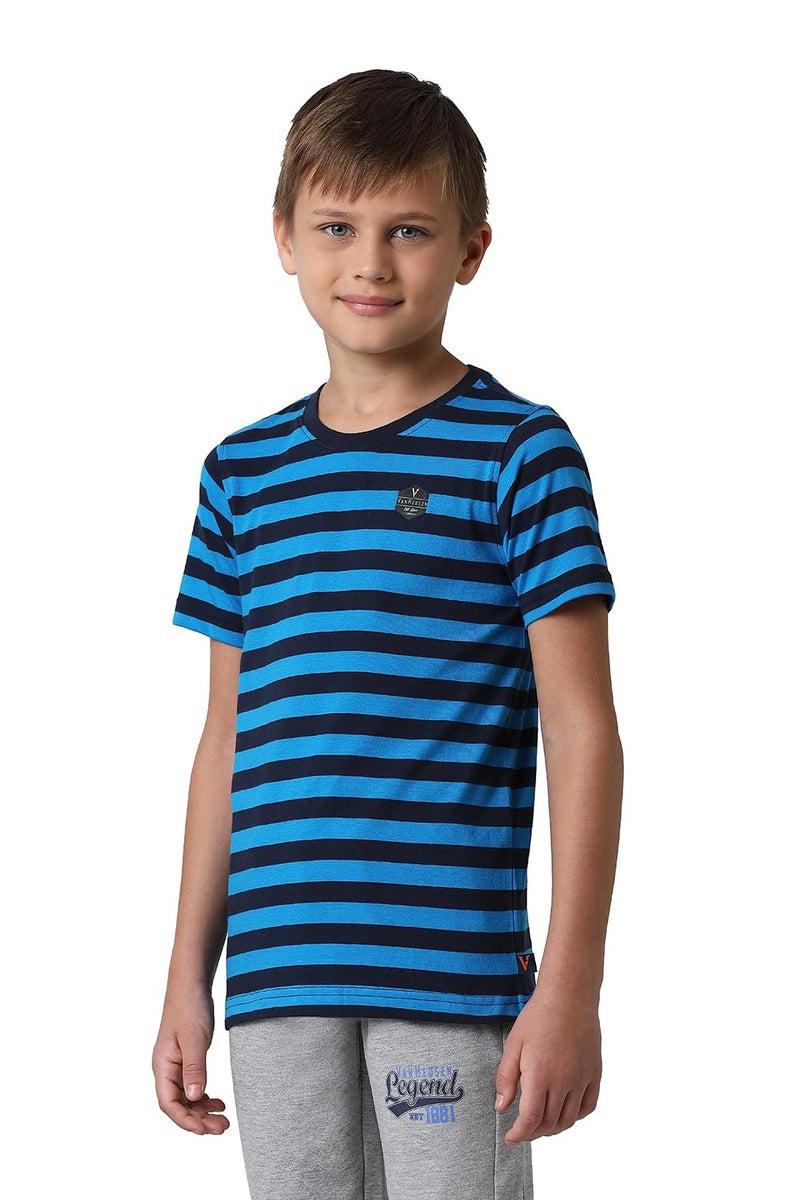 Van Heusen Boys T-Shirt - 100% Cotton - Smart Tech, Easy Stain Release, Anti Stat, Ultra Soft, Moisture Wicking_62005_Navy & Aster Blue_9-10 Years - Image 3