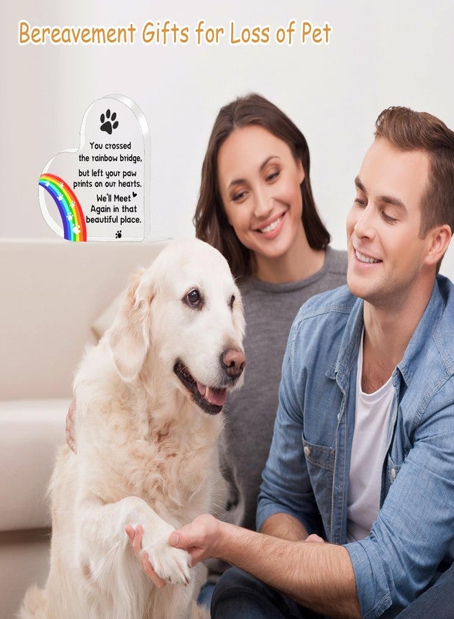 ilifemate Pet Memorial Gifts, Loss of Dog Cat Sympathy Gift - Acrylic Heart Plaque 4 × 4 × 0.4inch, Rainbow Bridge Pet Memorial Gifts, Dog Cat Death Sympathy Gifts - Image 3