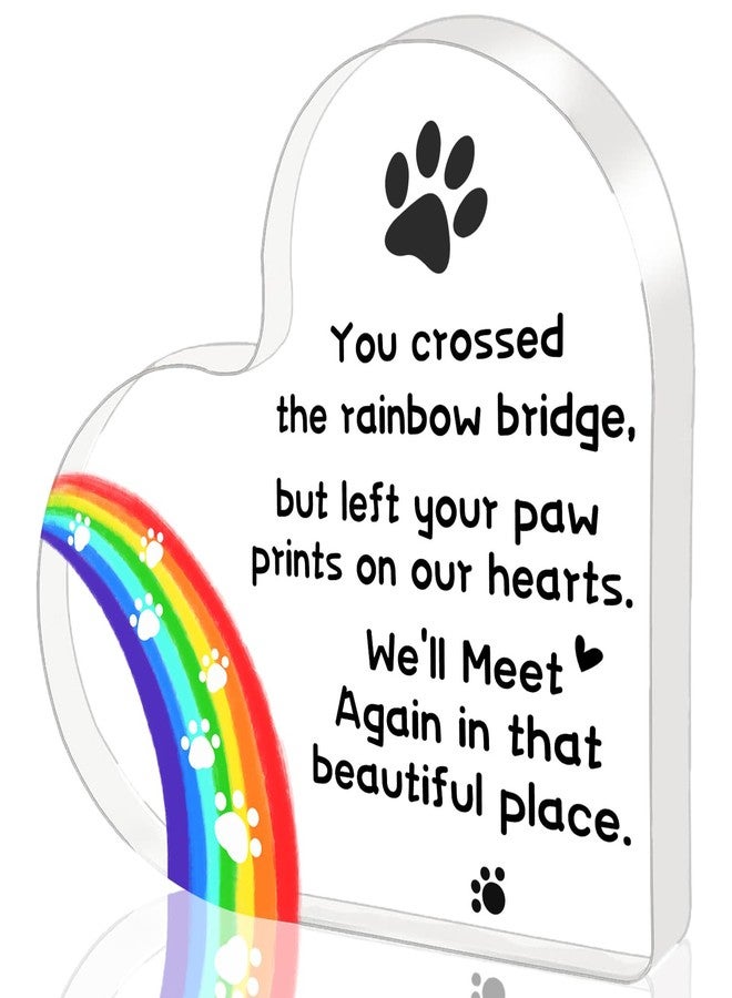ilifemate Pet Memorial Gifts, Loss of Dog Cat Sympathy Gift - Acrylic Heart Plaque 4 × 4 × 0.4inch, Rainbow Bridge Pet Memorial Gifts, Dog Cat Death Sympathy Gifts - Image 1
