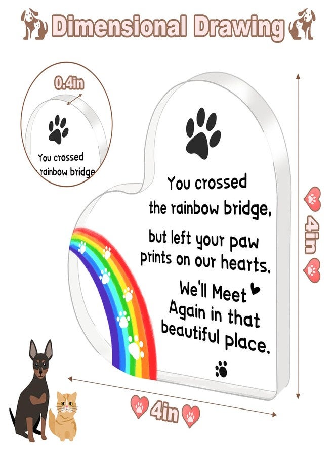 ilifemate Pet Memorial Gifts, Loss of Dog Cat Sympathy Gift - Acrylic Heart Plaque 4 × 4 × 0.4inch, Rainbow Bridge Pet Memorial Gifts, Dog Cat Death Sympathy Gifts - Image 5