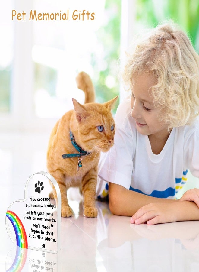ilifemate Pet Memorial Gifts, Loss of Dog Cat Sympathy Gift - Acrylic Heart Plaque 4 × 4 × 0.4inch, Rainbow Bridge Pet Memorial Gifts, Dog Cat Death Sympathy Gifts - Image 2