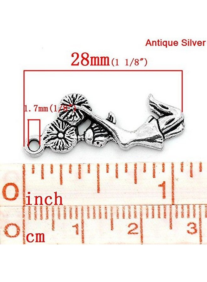 JGFinds Cheerleading Charms Cheerleader With Pompoms 50 Pieces 28Mm Length With A 1.7Mm Hole Silver Tone (50 Pc Cheerleader) For Diy Cheer Gifts - Image 2