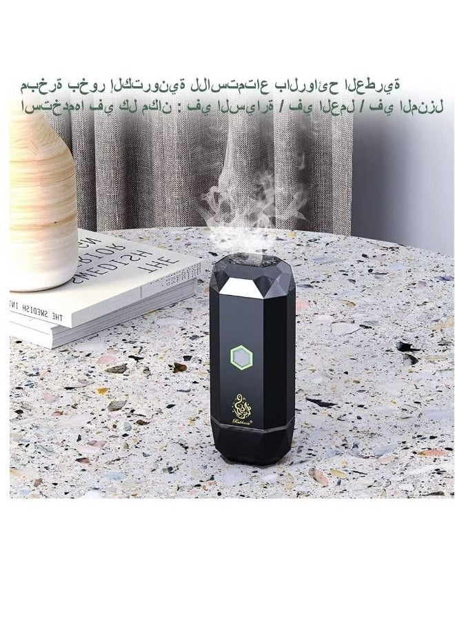 Generic New Car Electric Incense Burner Dukhoor Portable USB Rechargeable Aroma Diffuser Bakhoor Burner Wood (Black)  - Image 2