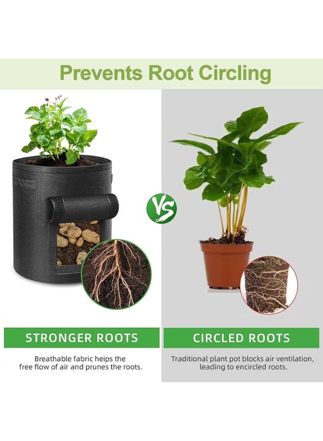 Relex 5 Pack 10 Gallon Potato Grow Bags, Garden Planting Bag with Durable Handle, Thickened Nonwoven Fabric Pots for Tomato, Vegetable and Fruits - Image 3