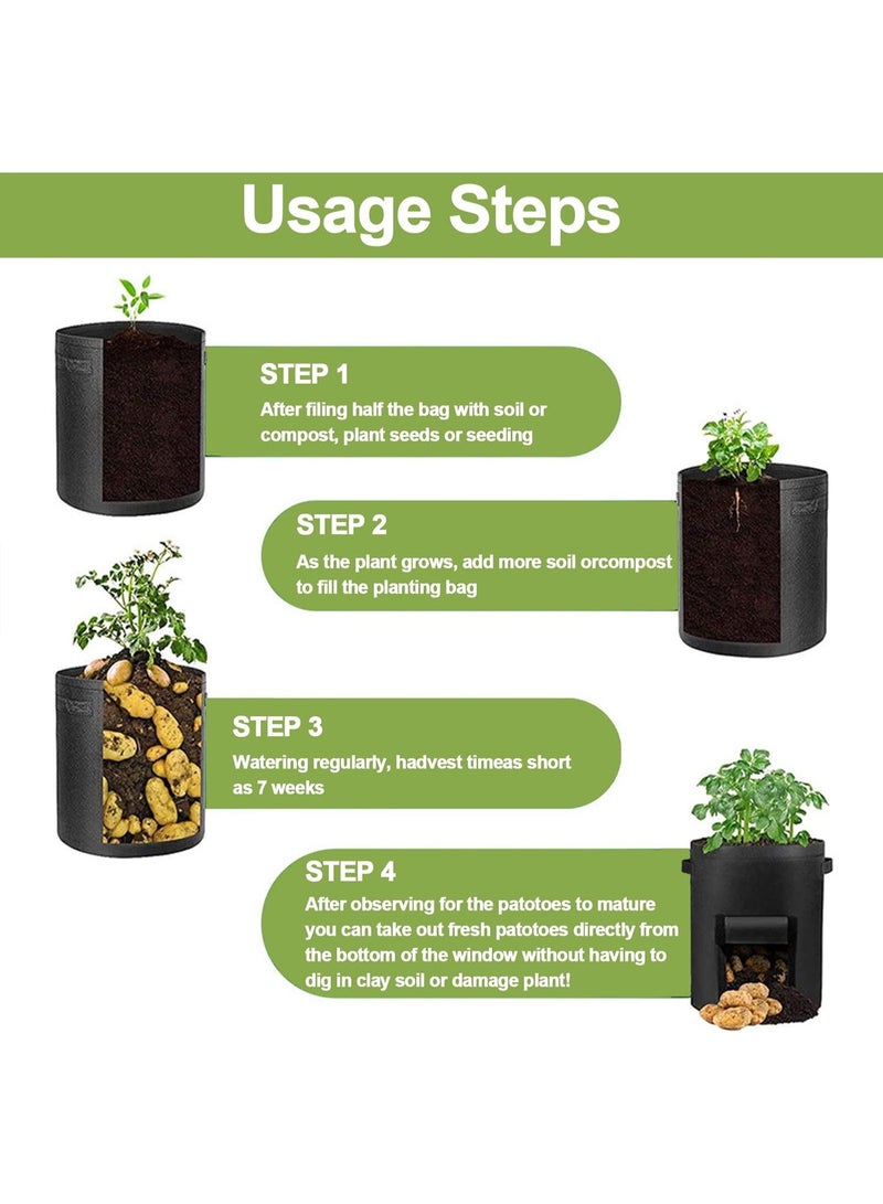 Relex 5 Pack 10 Gallon Potato Grow Bags, Garden Planting Bag with Durable Handle, Thickened Nonwoven Fabric Pots for Tomato, Vegetable and Fruits - Image 5