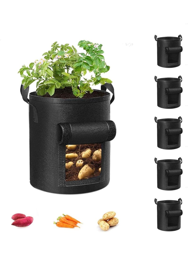 Relex 5 Pack 10 Gallon Potato Grow Bags, Garden Planting Bag with Durable Handle, Thickened Nonwoven Fabric Pots for Tomato, Vegetable and Fruits - Image 1