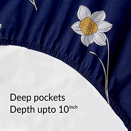 VYBBA Premium Elastic Fitted 210 TC Glace Cotton Bedsheet for Single Size Bed with Pillow Covers (78X36 INCH)_ Multicolor - Image 3