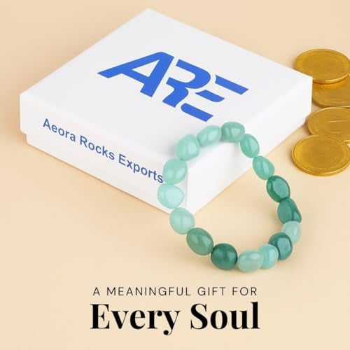 ARE - Aeora Rocks : Green Aventurine Tumbled Bracelet for for Abundance, Prosperity, and Heart Chakra Balance - Healing Crystal Bracelet For Men and Women Tumble Size 12-15mm - Image 4
