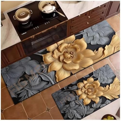 FIGMENT 2 Pcs Kitchen Mats - Waterproof Memory Foam Standing Floor Mat Non Slip Kitchen Rugs, Comfort Runner Floor Mat Carpets for Kitchen Home Office, Laundry(118 * 38 cm, 58 * 38 cm) - Image 4