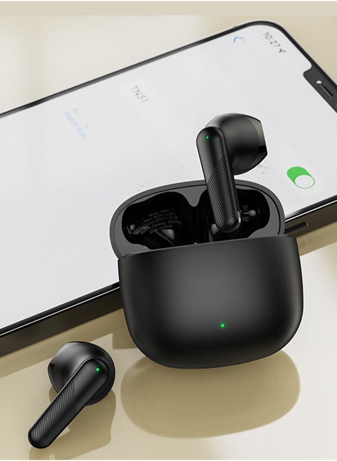 An TN31 Wireless Bluetooth Headphones, Wireless Semi-in-Ear Type, Sports Headphones with Ultra-Long Battery Life, USB-C Charging Case, Compatible with Android and iPhone - Black  - Image 4