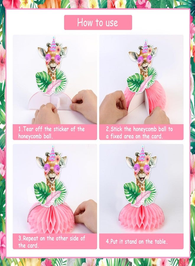 Fangleland 8 Pieces Jungle Animal Honeycomb Centerpieces Pink for Girls, Safari Themed Birthday Party Decorations, Wild Animal Theme Table Toppers Decors Baby Shower Party Supplies… - Image 5