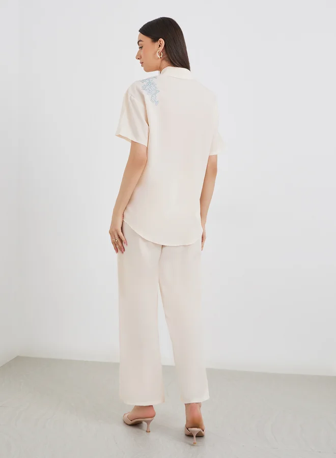 Take Two Take Two Floral Embroidered Shirt and Pants Co-Ords