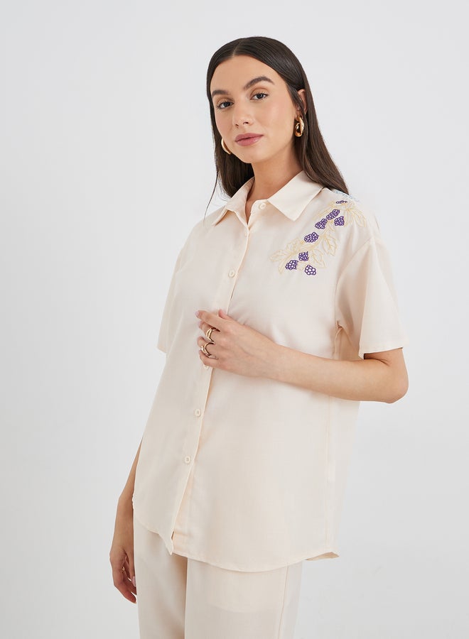 Take Two Floral Embroidered Shirt and Pants Co-Ords - Image 2