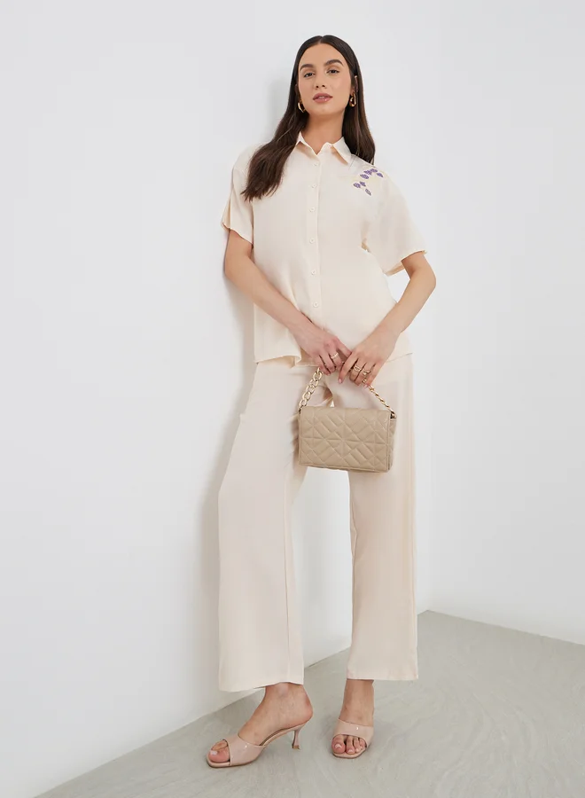 Take Two Take Two Floral Embroidered Shirt and Pants Co-Ords