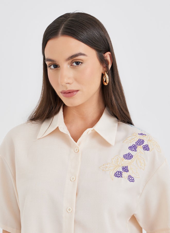 Take Two Floral Embroidered Shirt and Pants Co-Ords - Image 3