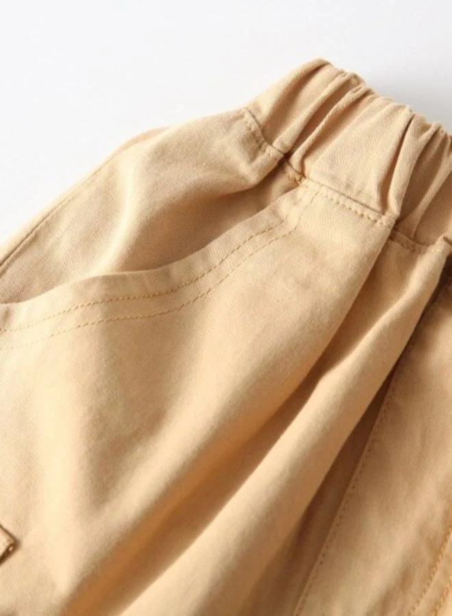 يونيكي Beige Regular Fit Mid Rise Solid Shorts