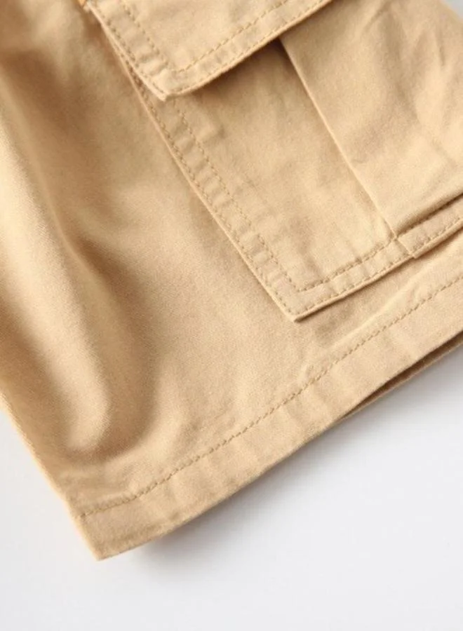 يونيكي Beige Regular Fit Mid Rise Solid Shorts