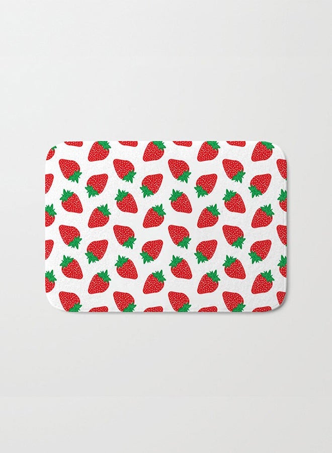 NIBEMINENT Strawberry Printed Anti-Skid Doormat White/Red/Green 40 x 60cm