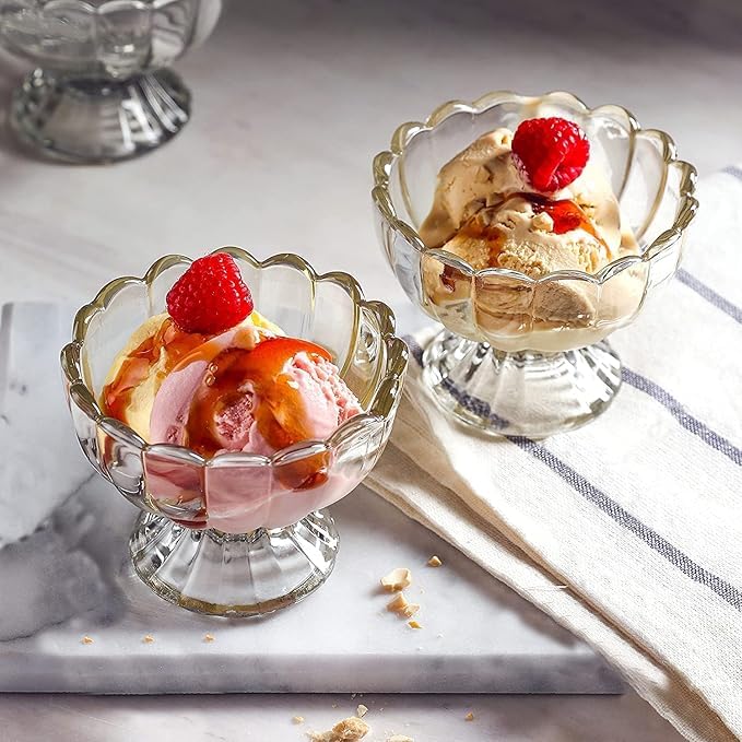 SHRUJA Glass Ice Cream Dessert Striped Bowl Set 120 ml Perfect for Fruit Salad or PuddingSet of 6 - Image 4